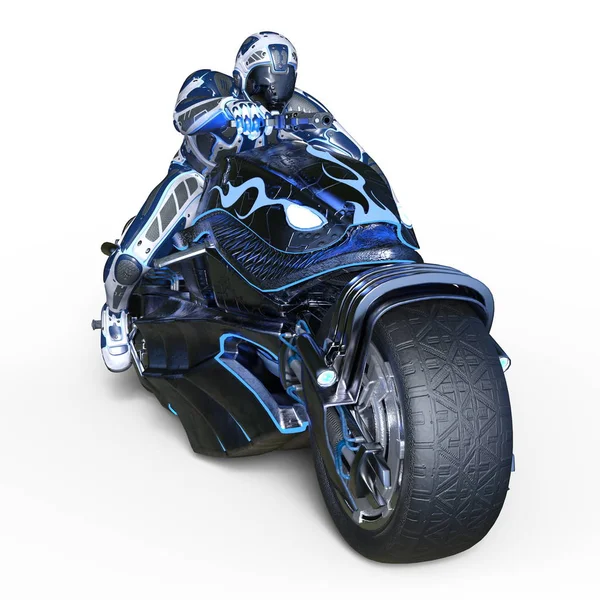 Rendering 3D CG di un cyborg rider — Foto Stock