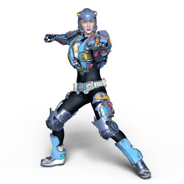 kadın bir cyborg 3d cg render