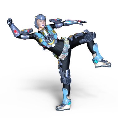 kadın bir cyborg 3d cg render