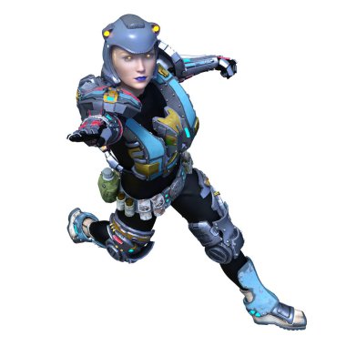 kadın bir cyborg 3d cg render