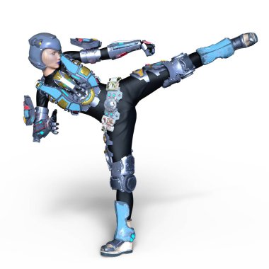 kadın bir cyborg 3d cg render