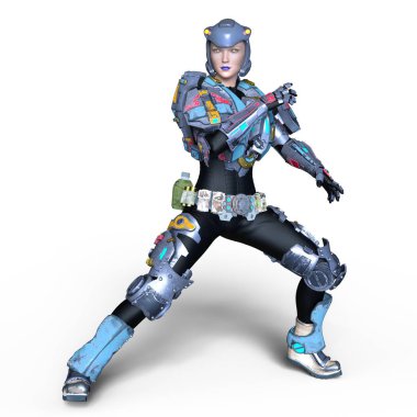 kadın bir cyborg 3d cg render