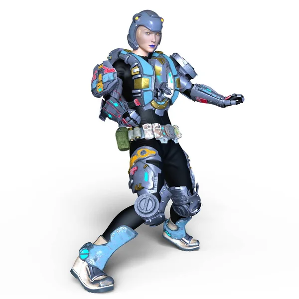 3D CG renderização de um cyborg feminino — Fotografia de Stock