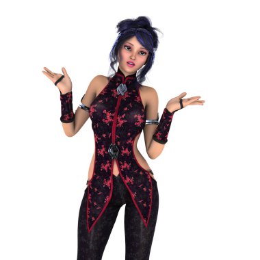 genç bir kadının 3d cg işleme