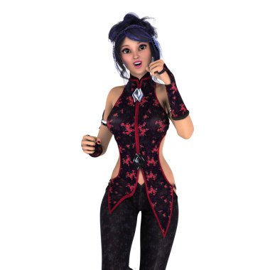 genç bir kadının 3d cg işleme