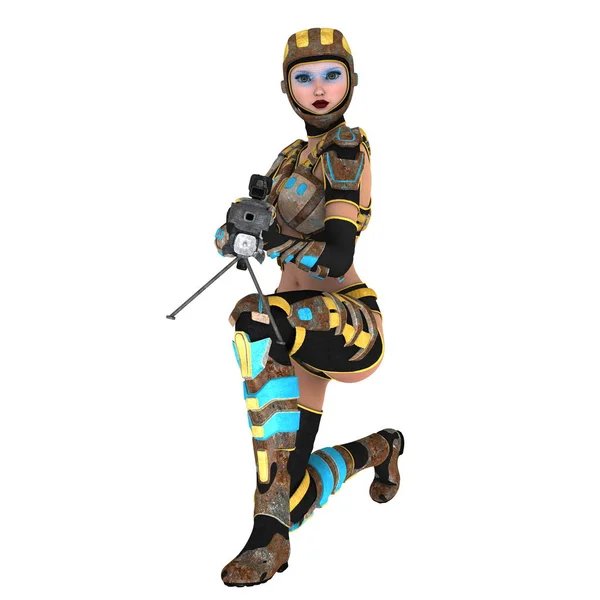 3D-cg-Darstellung einer Kriegerin — Stockfoto