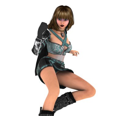 bir kadın şövalye 3d cg render