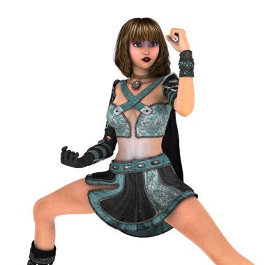 bir kadın şövalye 3d cg render