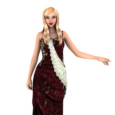 genç bir kadının 3d cg işleme