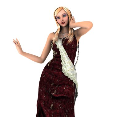 genç bir kadının 3d cg işleme