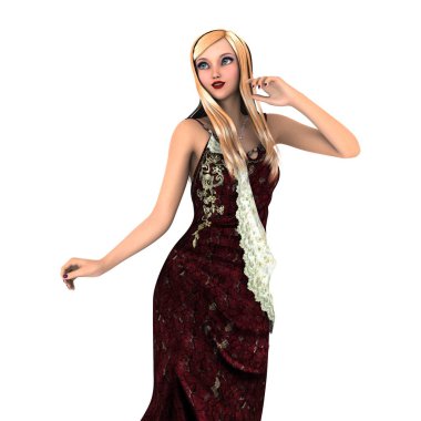 genç bir kadının 3d cg işleme