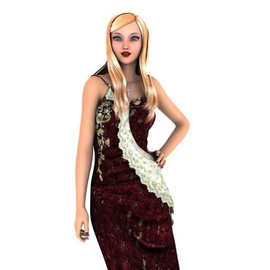 genç bir kadının 3d cg işleme