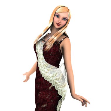 genç bir kadının 3d cg işleme