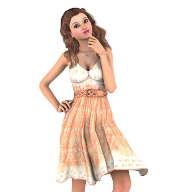 genç bir kadının 3d cg işleme