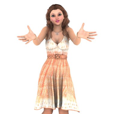 genç bir kadının 3d cg işleme