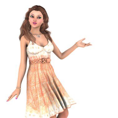 genç bir kadının 3d cg işleme