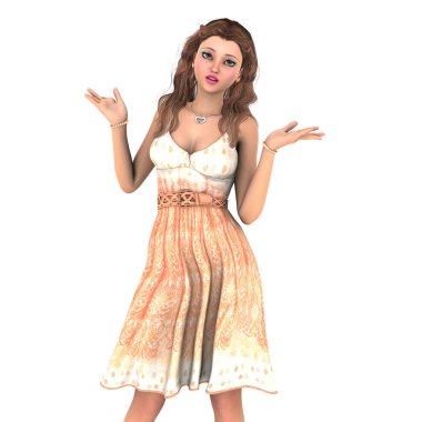 genç bir kadının 3d cg işleme