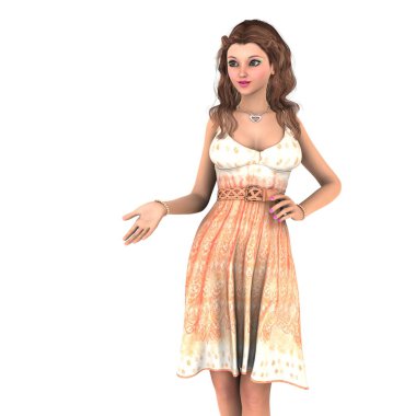 genç bir kadının 3d cg işleme