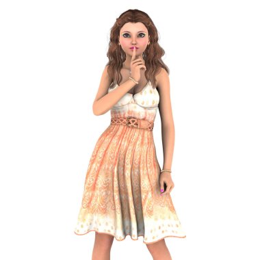 genç bir kadının 3d cg işleme