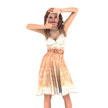 genç bir kadının 3d cg işleme