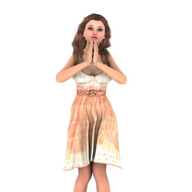 genç bir kadının 3d cg işleme