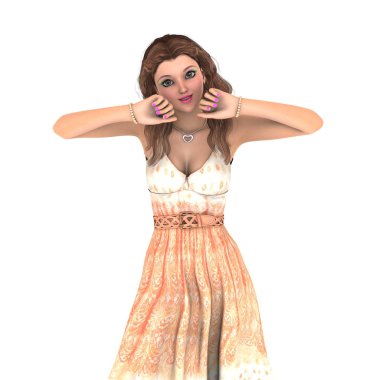 genç bir kadının 3d cg işleme