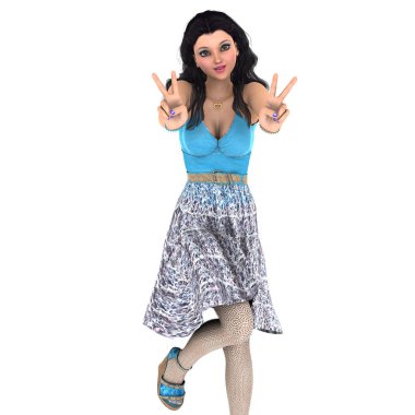 genç bir kadının 3d cg işleme