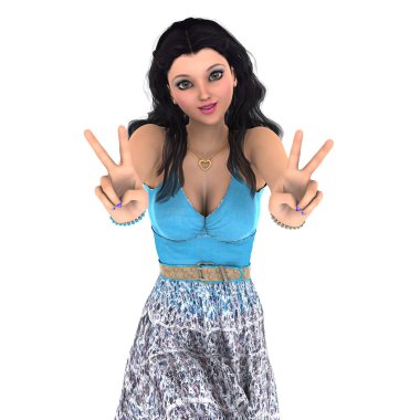 genç bir kadının 3d cg işleme