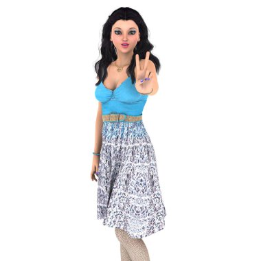 genç bir kadının 3d cg işleme