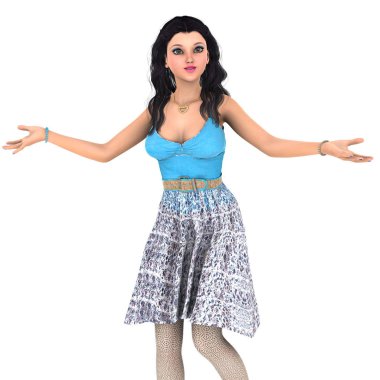 genç bir kadının 3d cg işleme