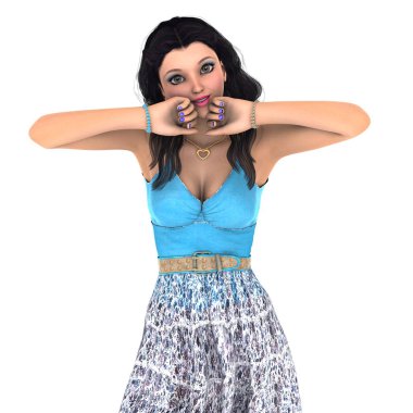 genç bir kadının 3d cg işleme