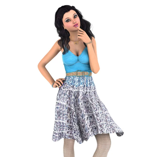 genç bir kadının 3d cg işleme