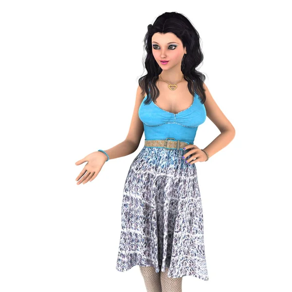 genç bir kadının 3d cg işleme