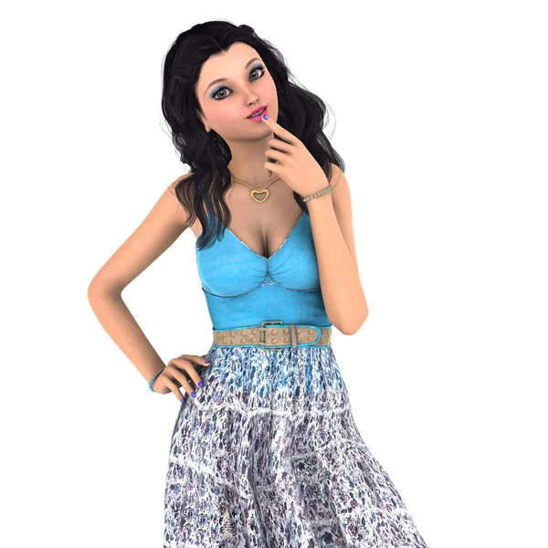 genç bir kadının 3d cg işleme