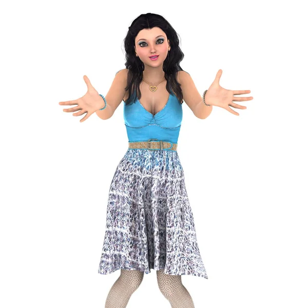 genç bir kadının 3d cg işleme