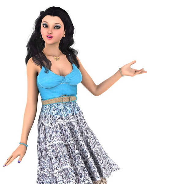 genç bir kadının 3d cg işleme