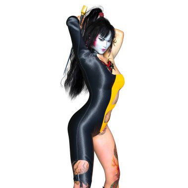 kadın bir eskrimci 3d cg render