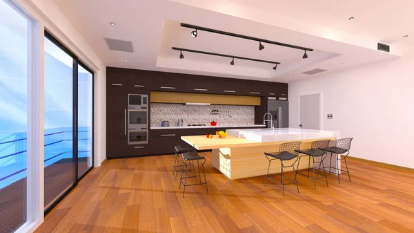 Rendering CG 3D di una cucina — Foto Stock