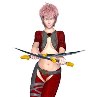 kadın bir eskrimci 3d cg render