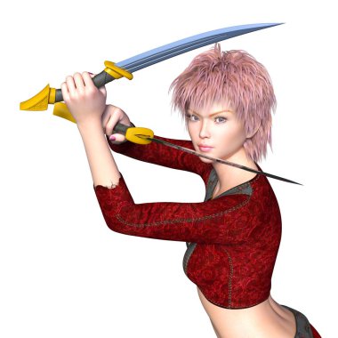 kadın bir eskrimci 3d cg render