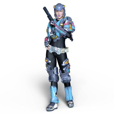 kadın bir cyborg 3d cg render