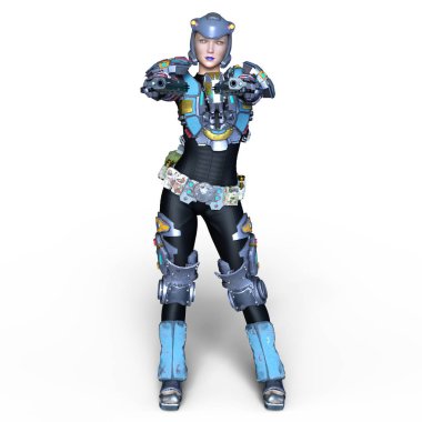 kadın bir cyborg 3d cg render