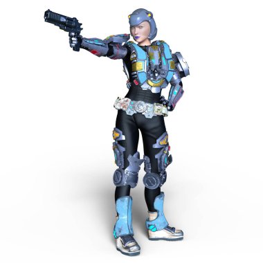 kadın bir cyborg 3d cg render
