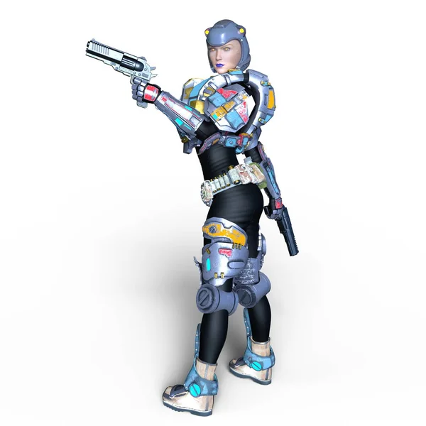 Representación 3D CG de un cyborg femenino — Foto de Stock
