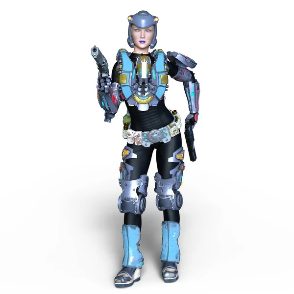 3D rendu 3D d'un cyborg femelle — Photo