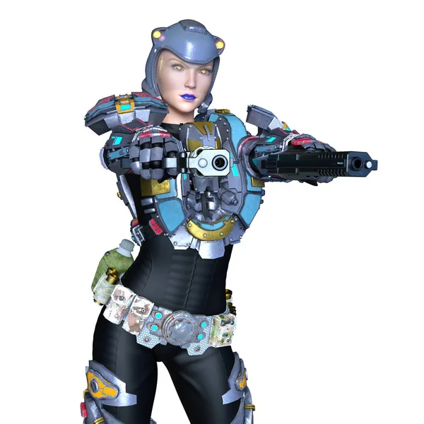 Kadın bir cyborg 3d cg render — Stok fotoğraf