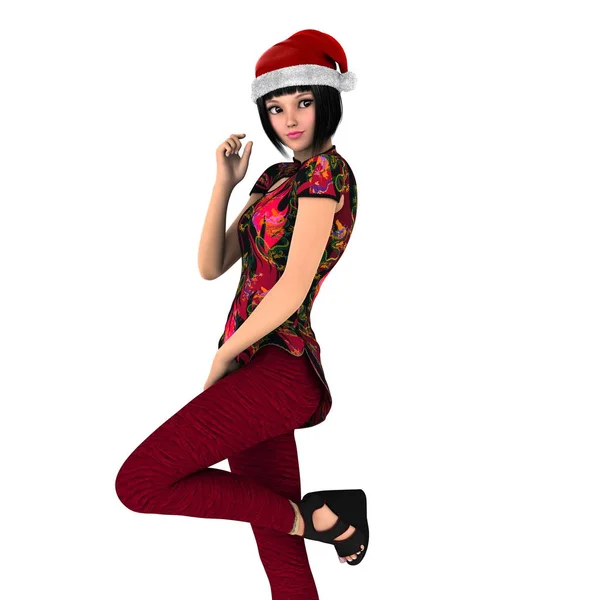 Young woman with Santa Claus hat — Stock Photo, Image
