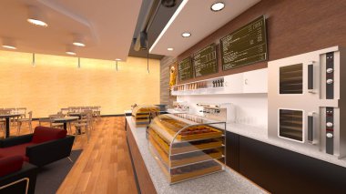 bir kafe 3d cg render