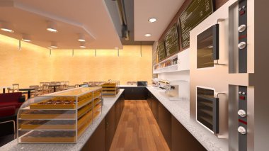 bir kafe 3d cg render