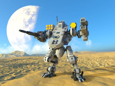 bir savaş robotu 3d cg render